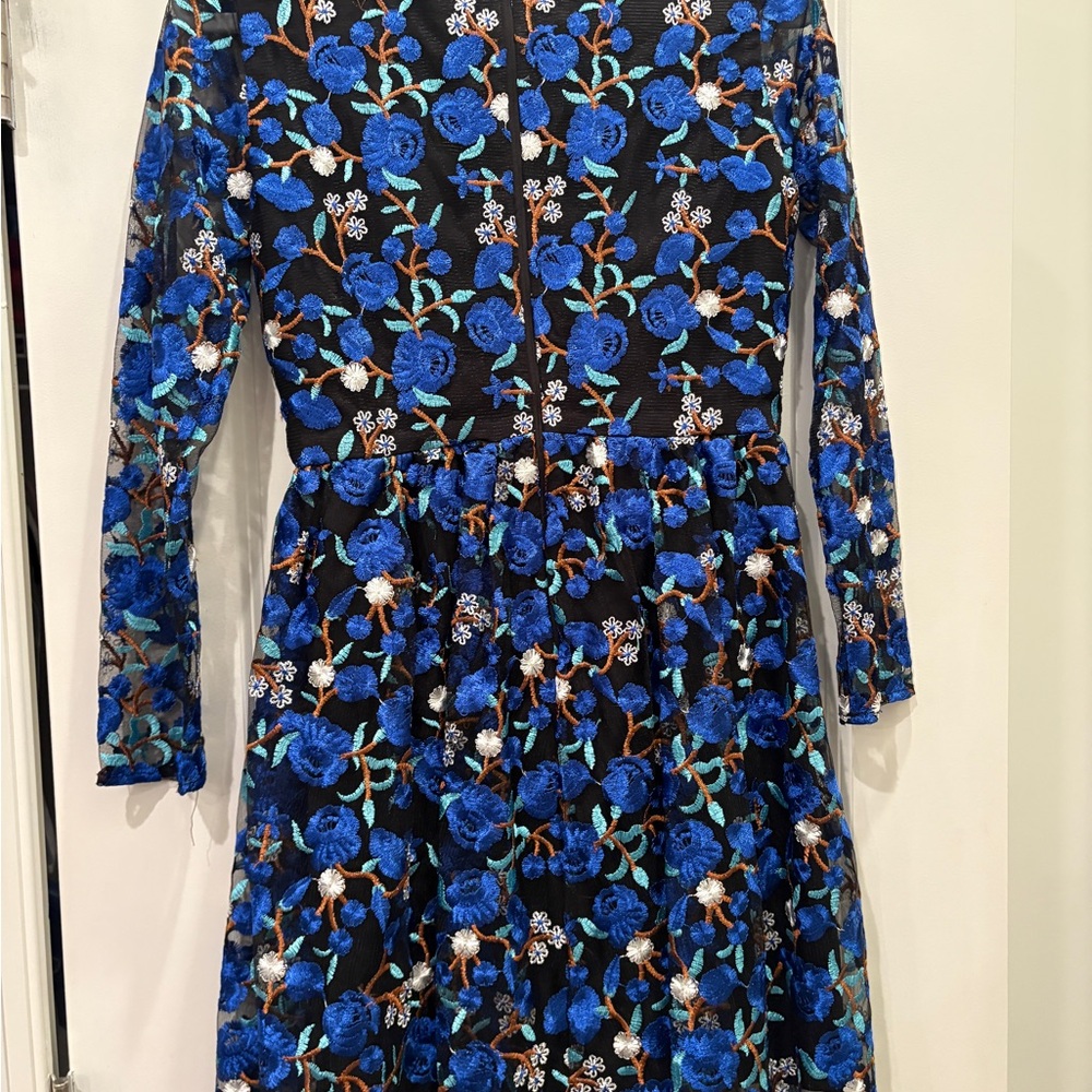 Belle Badgley Mischka Blue Floral Dress